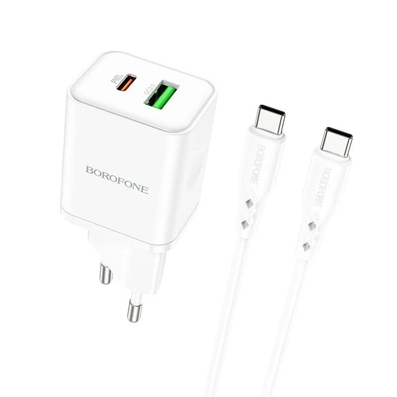 Borofone BN7 sieninis įkroviklis, 20 W su USB-C–USB-C kabeliu